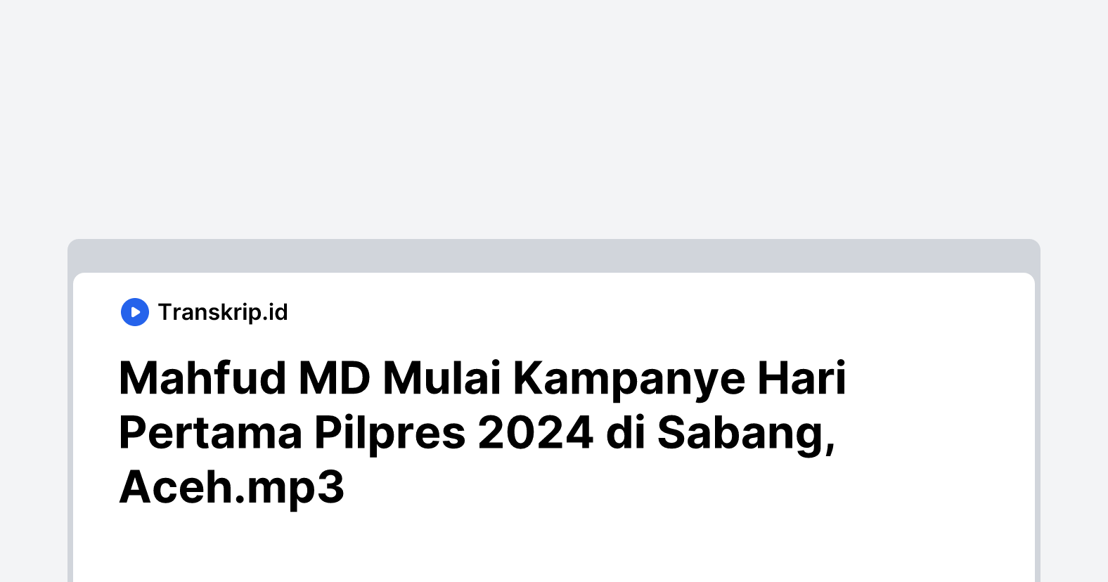 Mahfud MD Mulai Kampanye Hari Pertama Pilpres 2024 di Sabang, Aceh.mp3